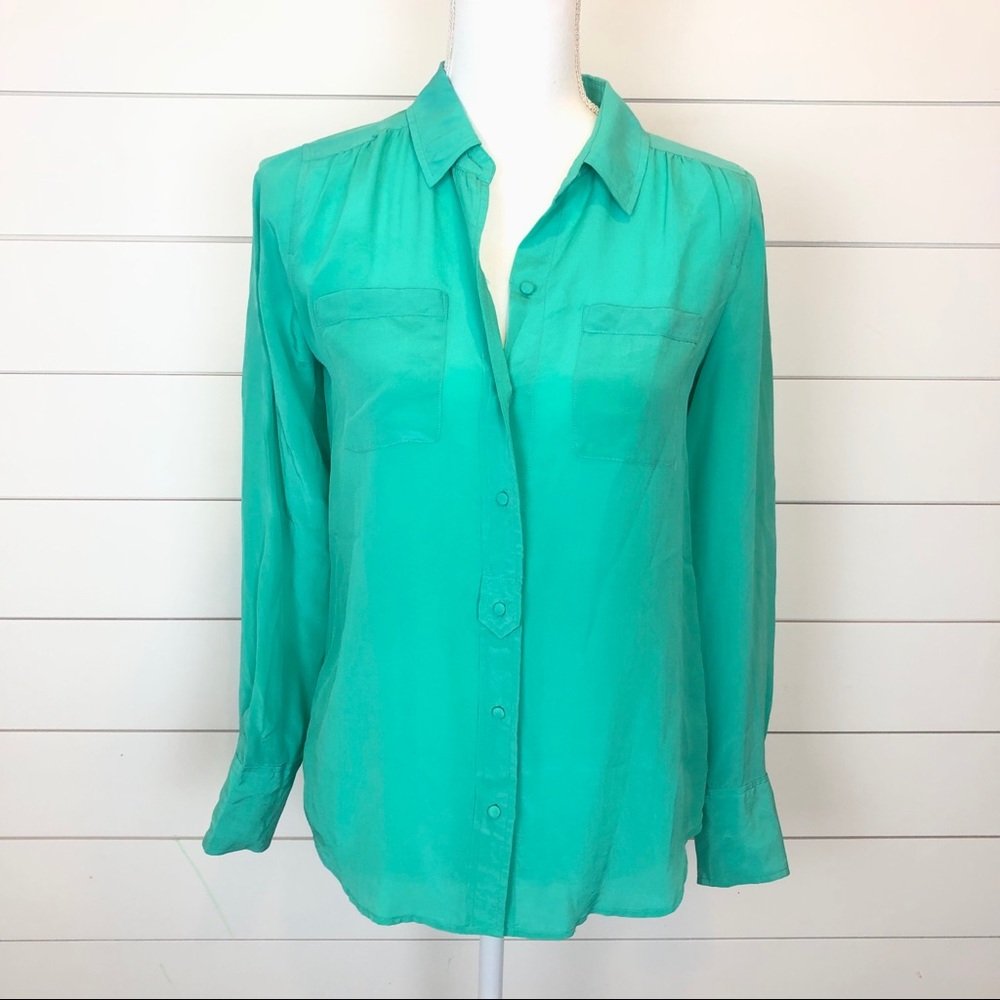 J. Crew Factory Silk Blouse Turquoise